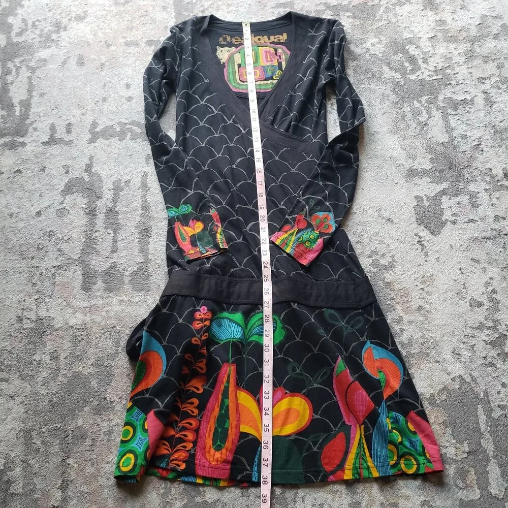 Desigual Spain Long Sleeve Mermaid Floral Print Dress 100% Cotton - Picture 7 of 15